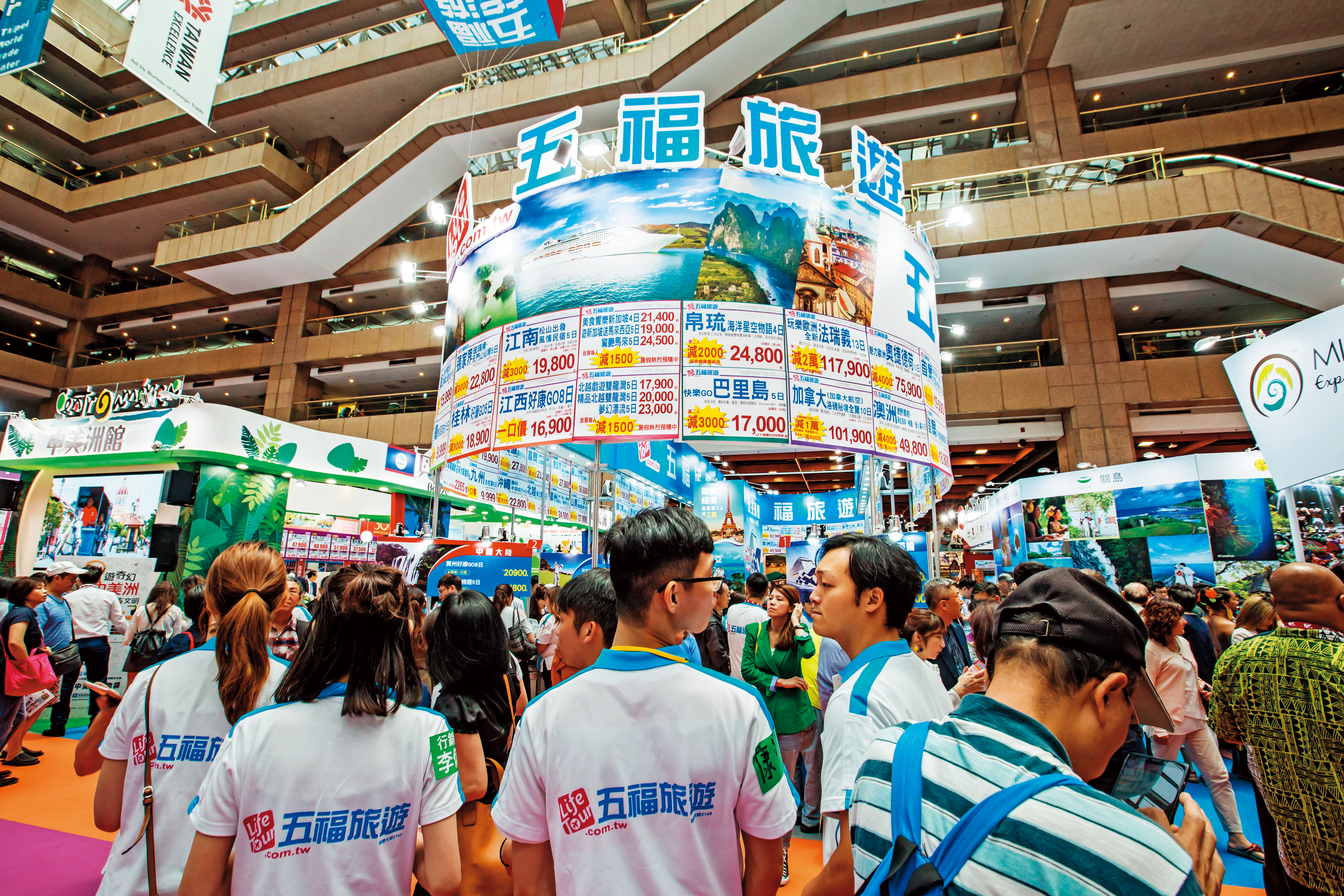 每年旅展五福都不缺席，除原本強項東北亞，近年也積極布局東南亞、歐美航線。