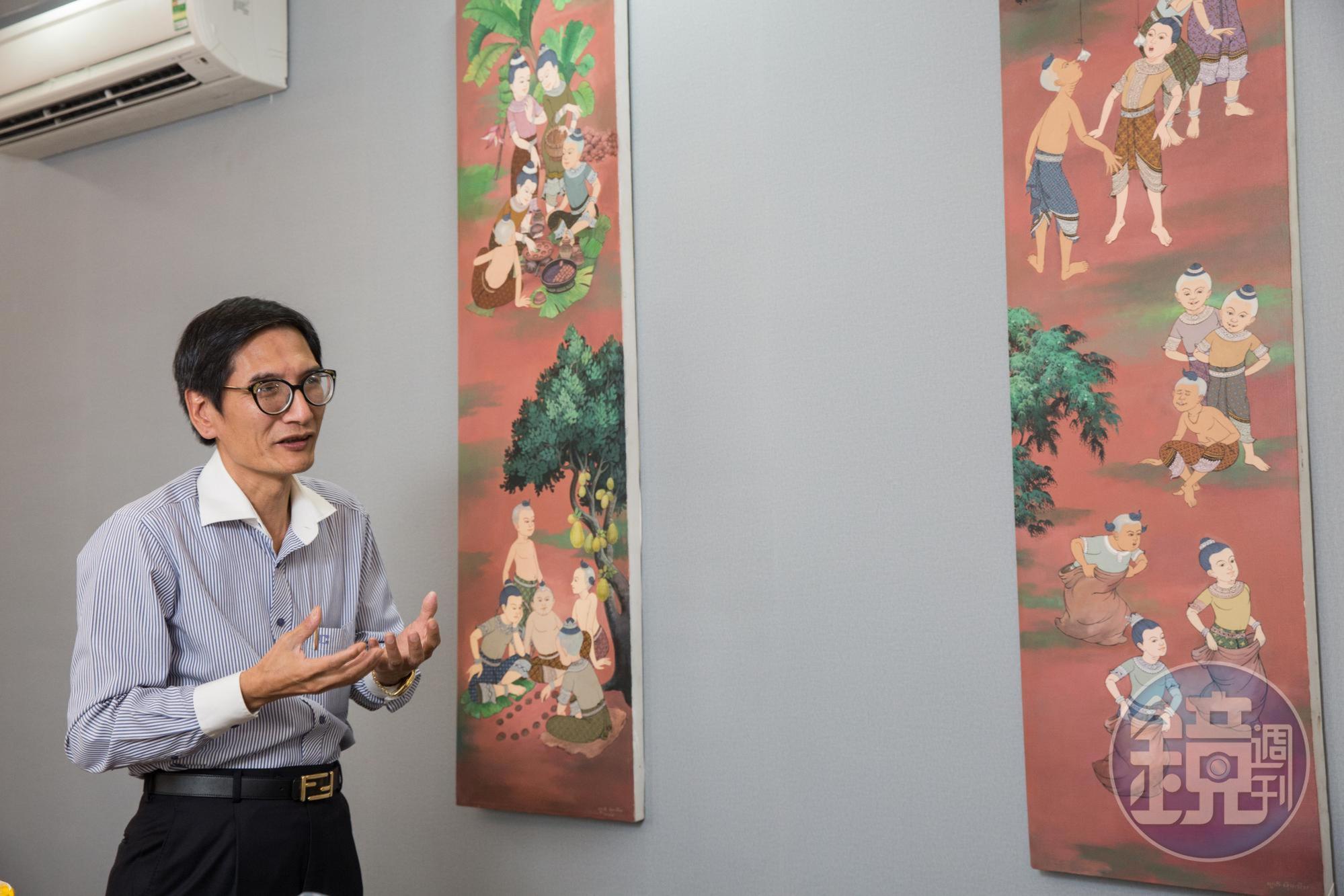 戴朝榮說自己堅決反對少子化，他非常鼓勵員工結婚、生小孩。