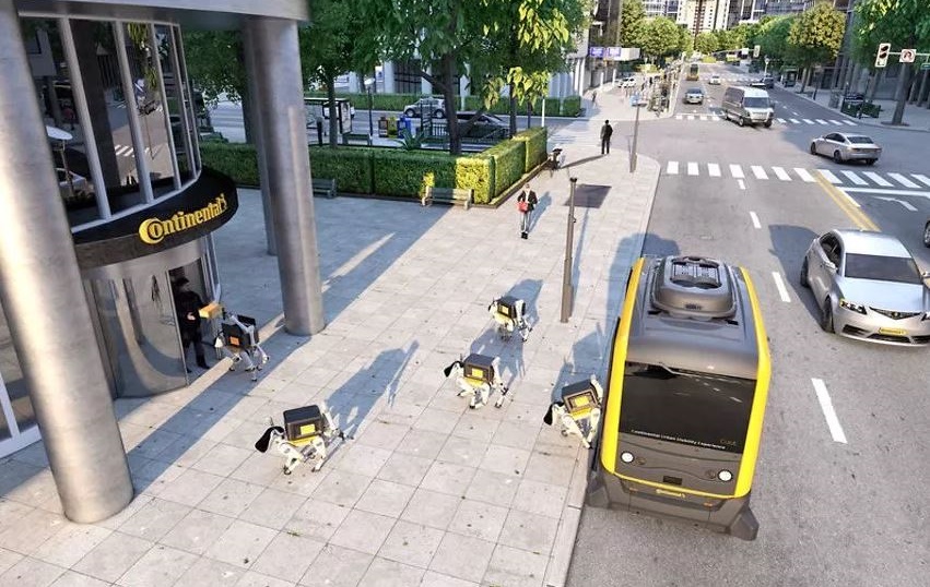 無人駕駛+機器人配送概念圖（來源：大陸集團）