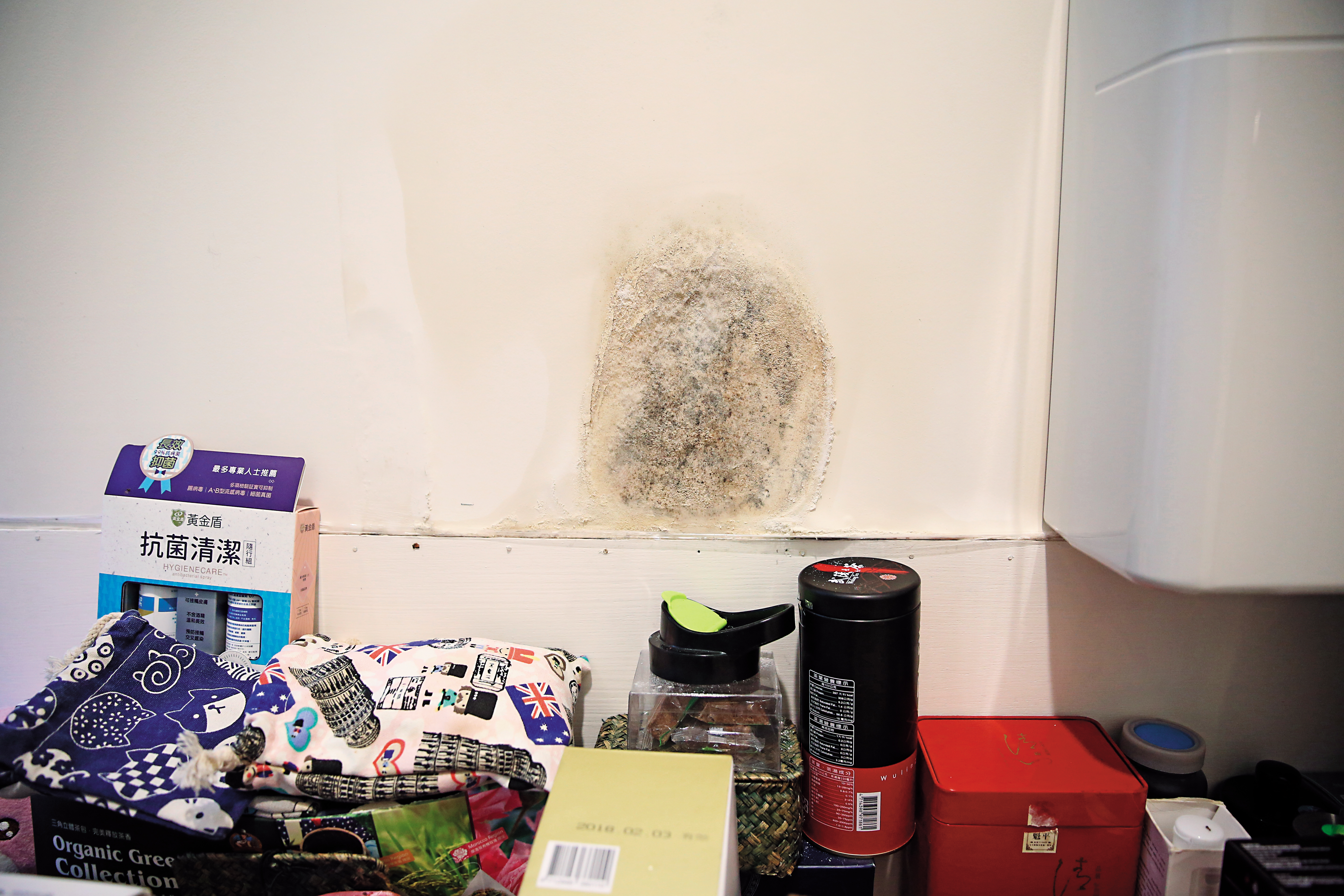 工程防水未確實因而出現壁癌，住戶只好利用裝潢蓋住。
