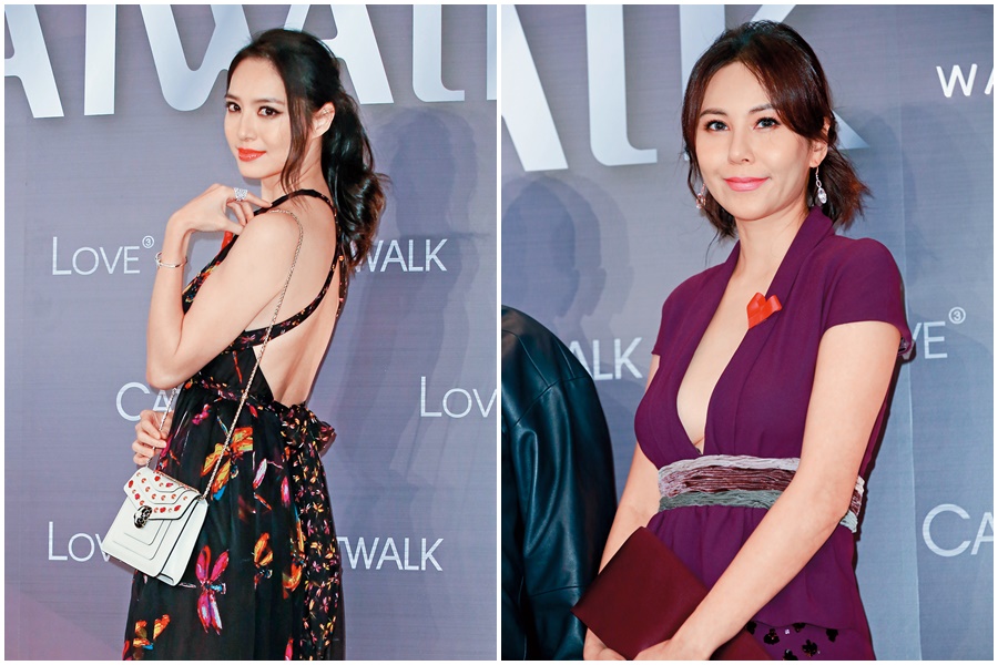 雖然失婚，洪曉蕾（右）依舊風情萬種，尤其露乳露得驚險，卻也一臉資深、老神在在，氣勢硬是壓過同門的白歆惠（左）。