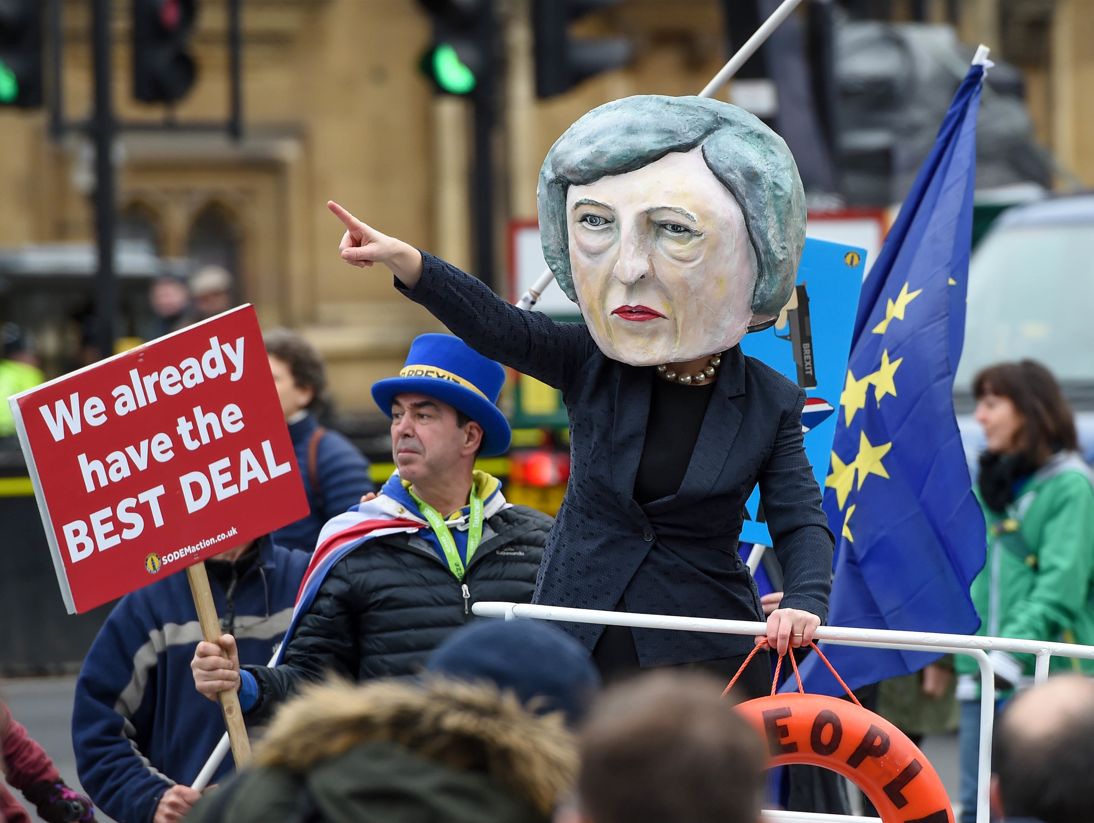 英國首相梅伊與歐盟的脫歐協議遭英國議會否決，英國的脫歐之路將何去何從，在接下來的階段顯得更加渺茫。（東方IC）