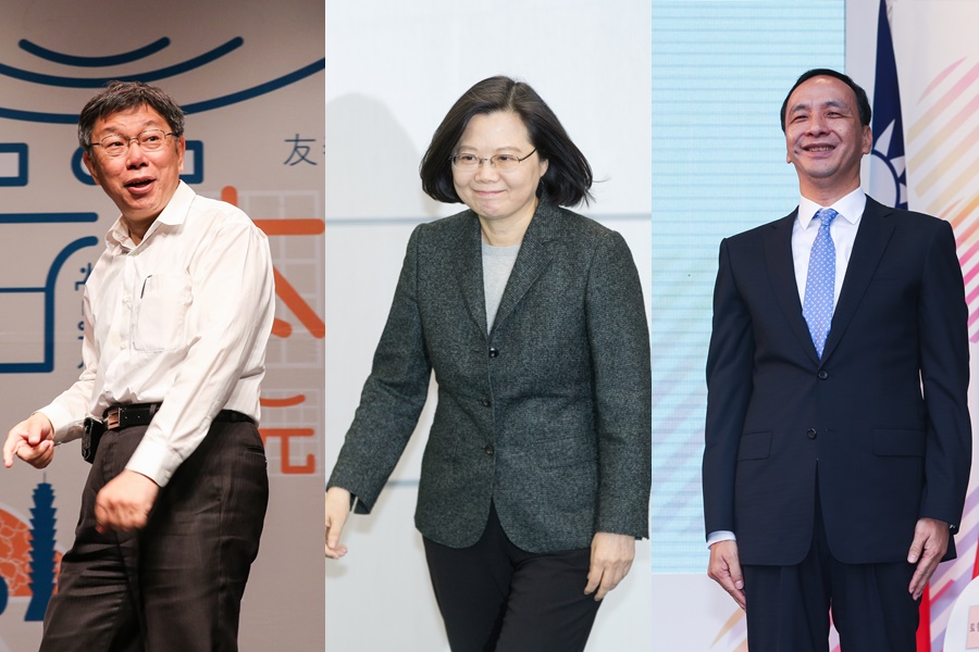 最新民調結果顯示，2020年總統大選柯文哲支持度遠高於朱立倫與蔡英文。