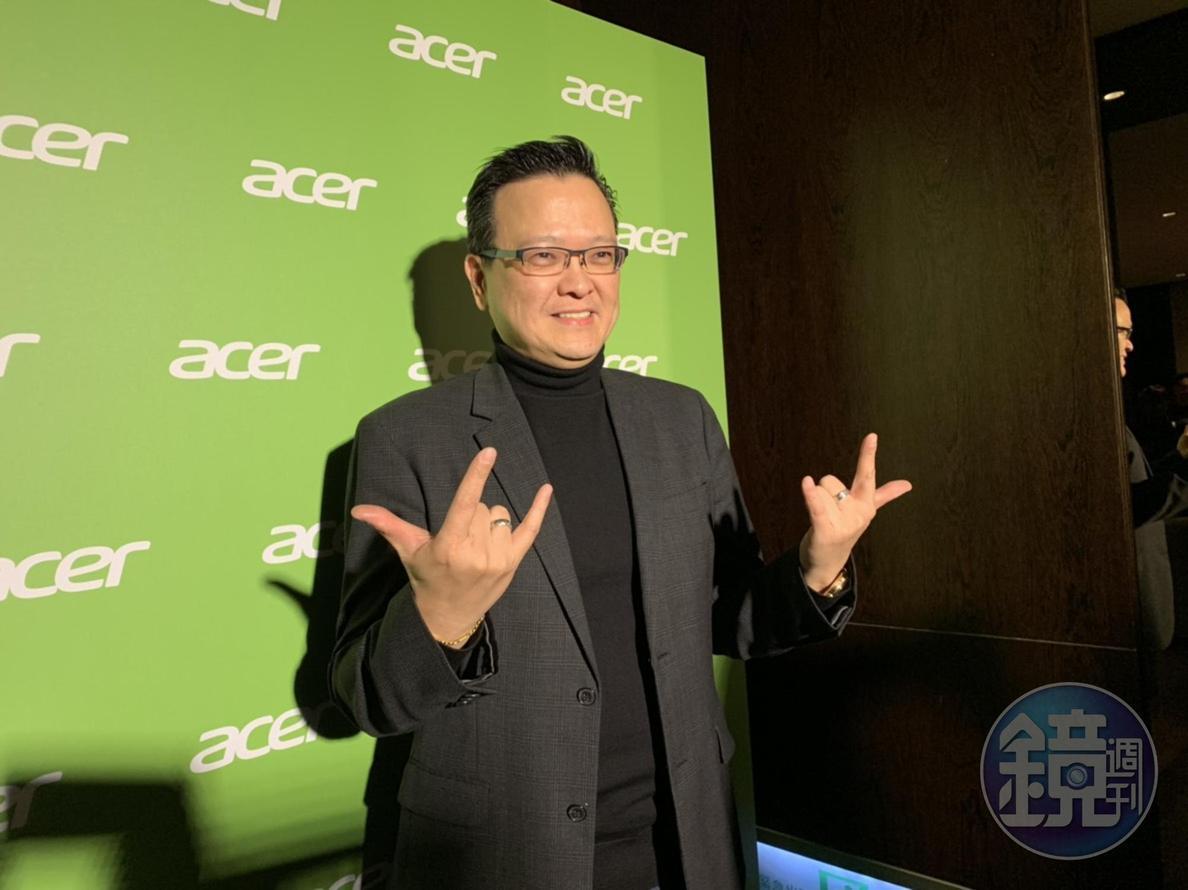 宏碁泛亞營運總部暨台灣區總經理侯知遠表示，今年泛亞區電競營收目標設定為再翻倍成長。
