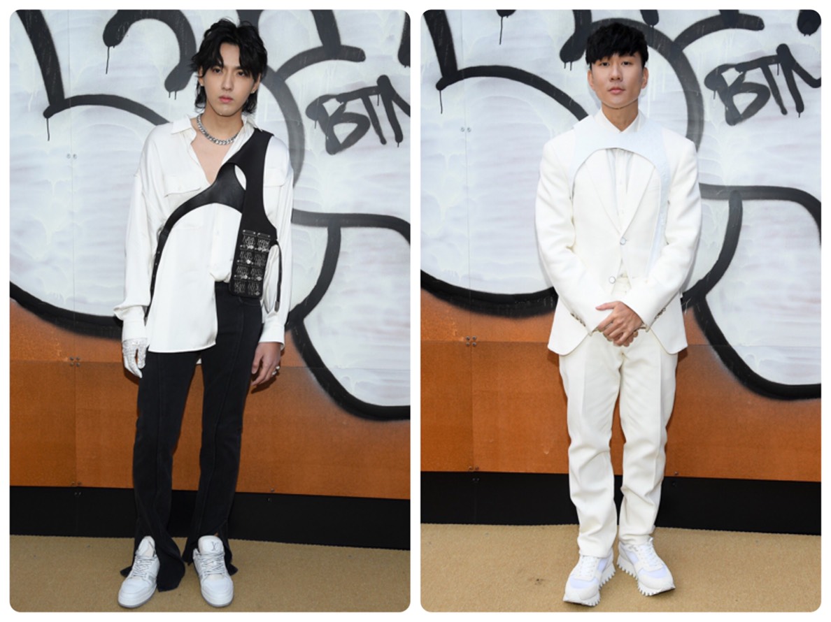 林俊傑（右）與吳亦凡日前都飛抵巴黎觀賞2019秋冬男裝大秀。（路易威登提供）