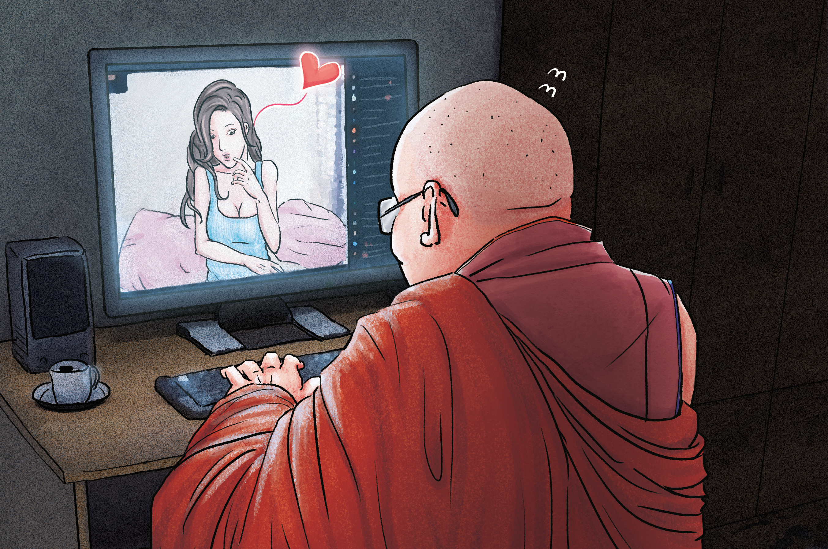 H女表示自己與大寶法王噶瑪巴多數時間透過Skype軟體聯繫。 