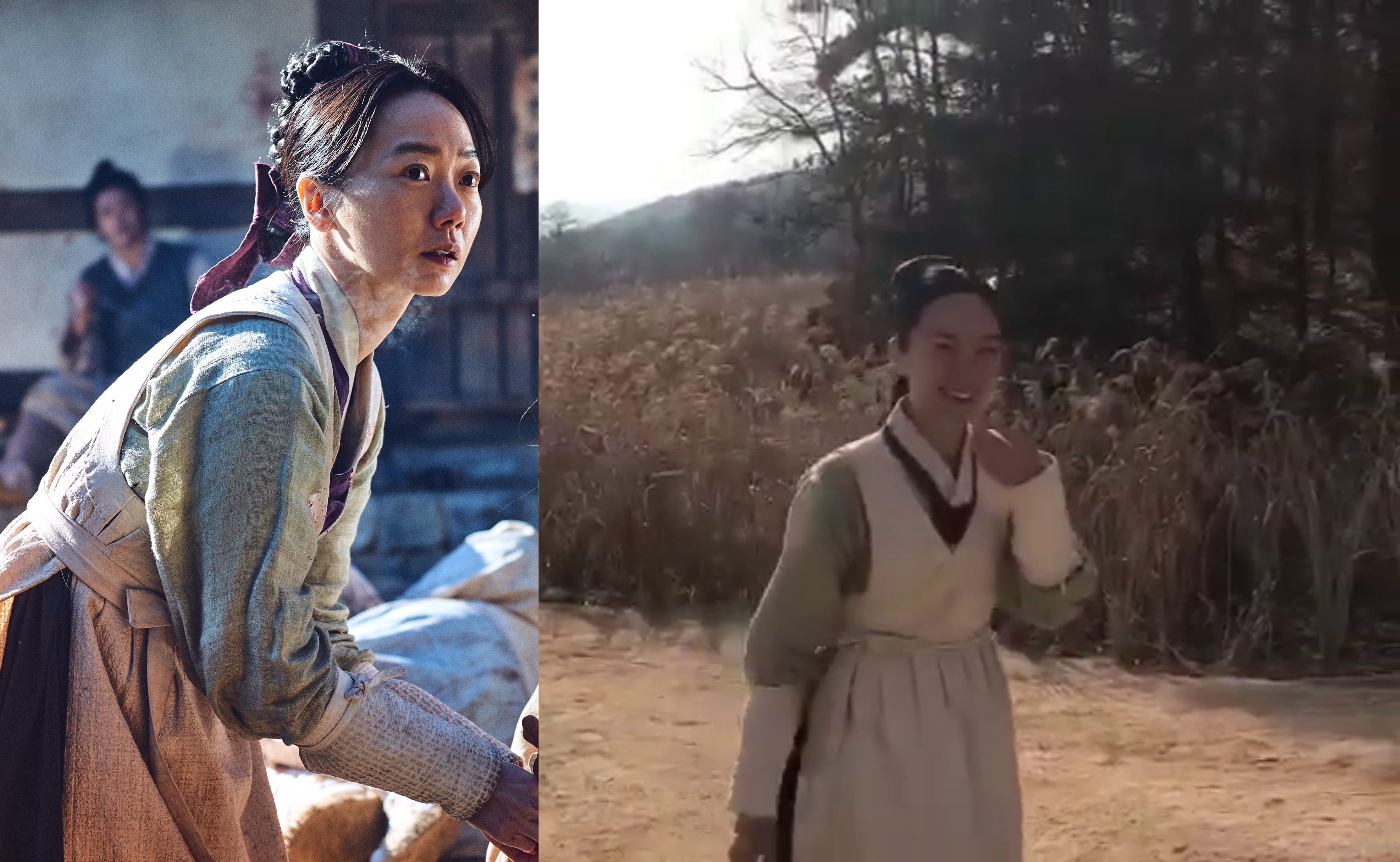 裴斗娜在IG上倒數《李屍朝鮮》開播日剩下一天。（合成圖片，左為Netflix提供，右截圖自影片。）