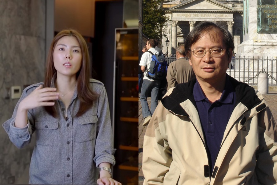 原能會主委謝曉星（右）今（24日）透露已接洽理科太太（左）代言，協助原能會傳遞政策等資訊。（圖翻攝自理科太太、中山大學）