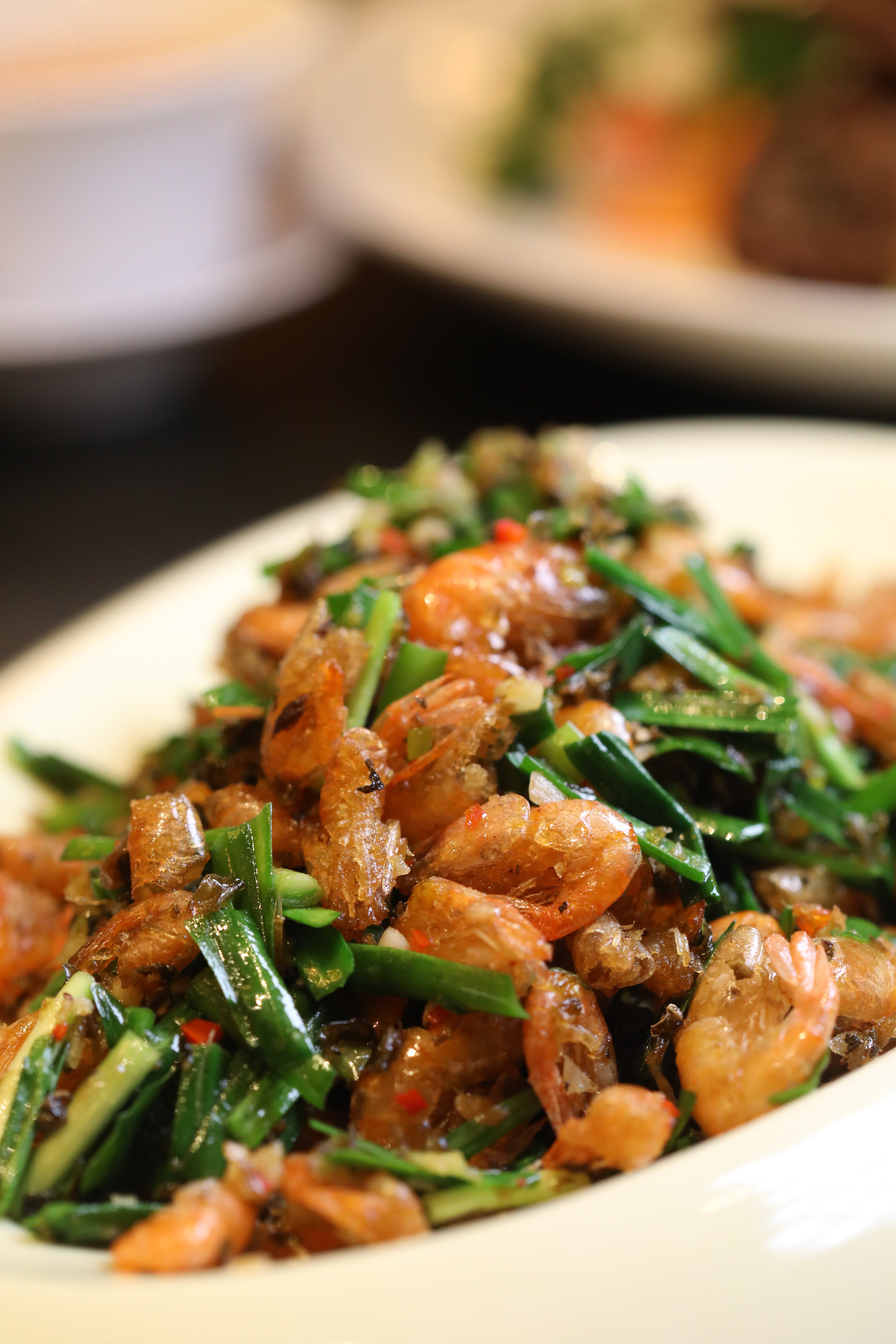 「韭菜炒河蝦」是一道台灣人會愛的下飯菜。（人民幣88元／份，約NT$400）
