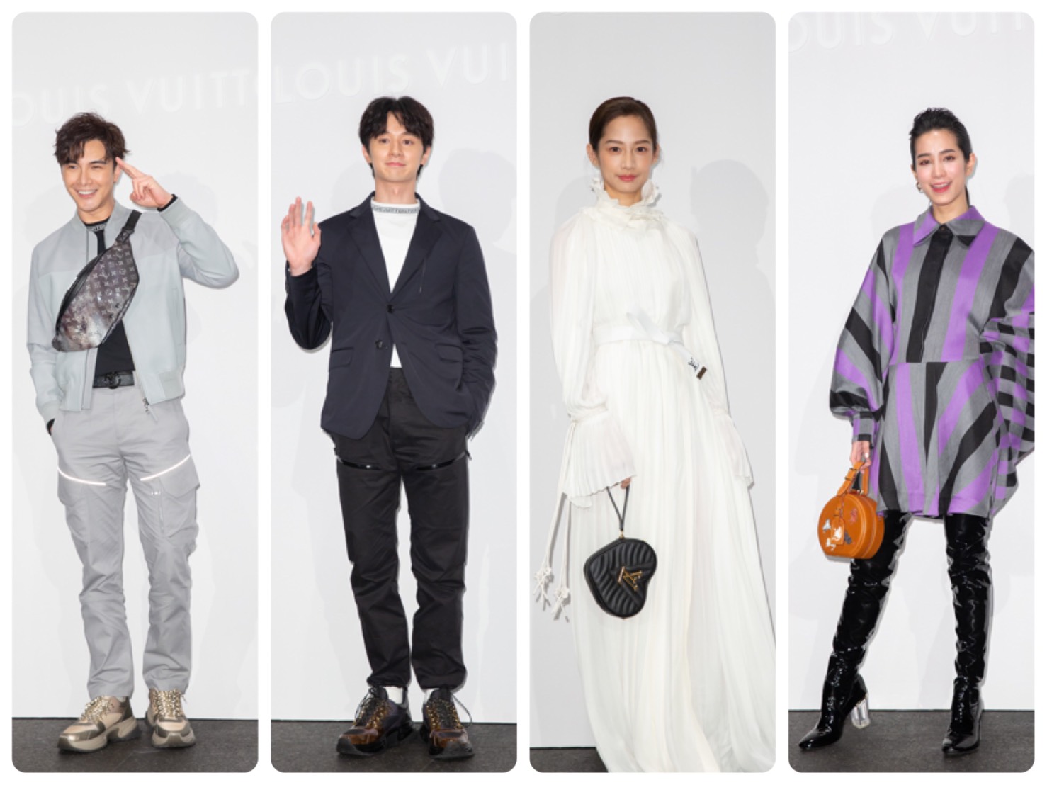 LV昨晚發表2019早春與春夏系列發表，包括（左起）謝佳見、張軒睿、簡嫚書、温貞菱都到場參觀。