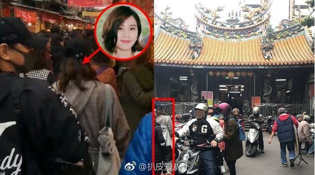 吳奇隆和劉詩詩到大稻埕參拜的畫面被網友捕捉。（翻攝自扒皮愛八卦微博）