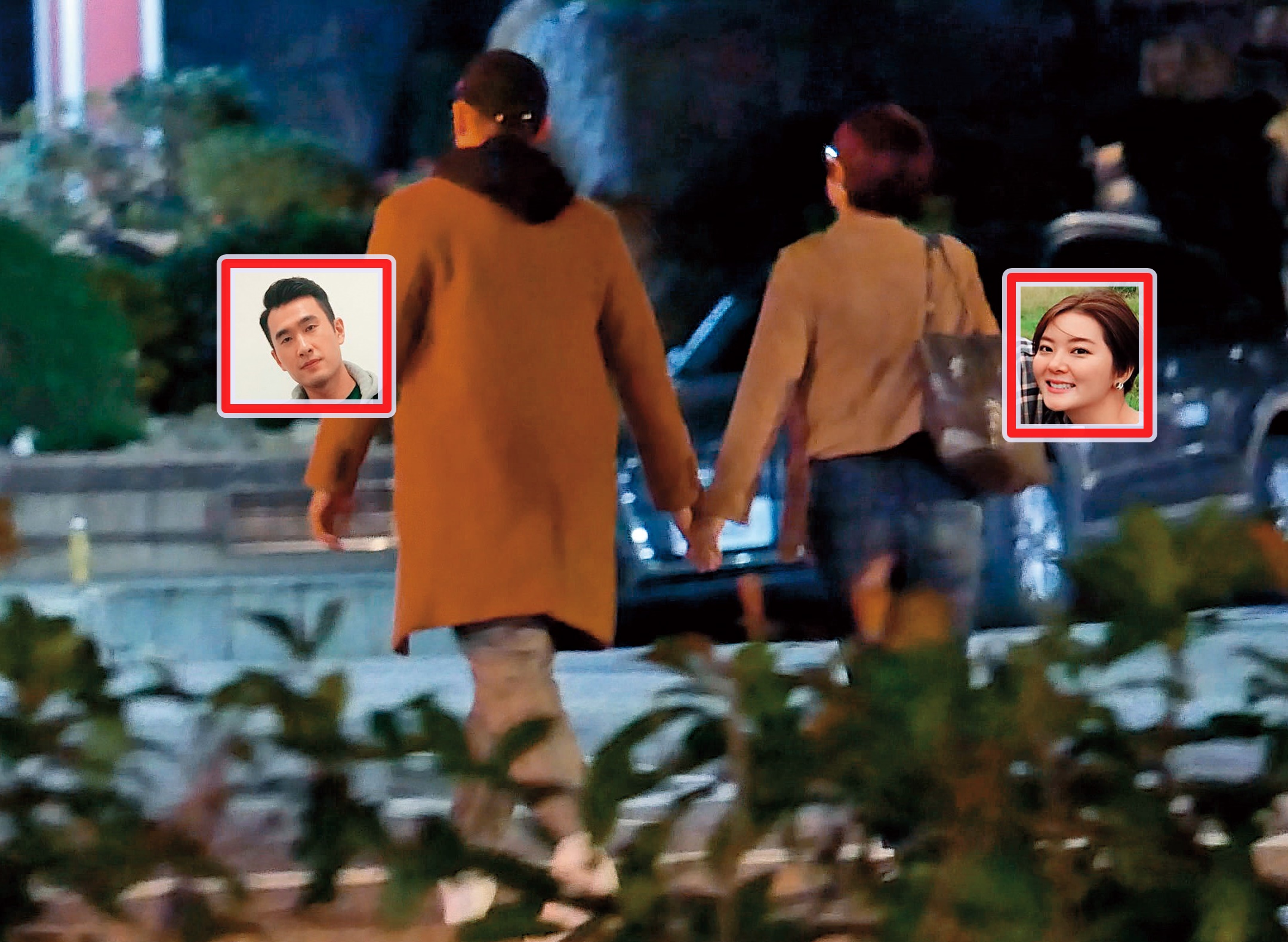 1/10　03：05，楊雅筑要下車時，博焱已經出現在她車門旁！下車後，博焱（左）走向楊雅筑（右）伸手牽住她，兩人雙手短暫交纏2秒。