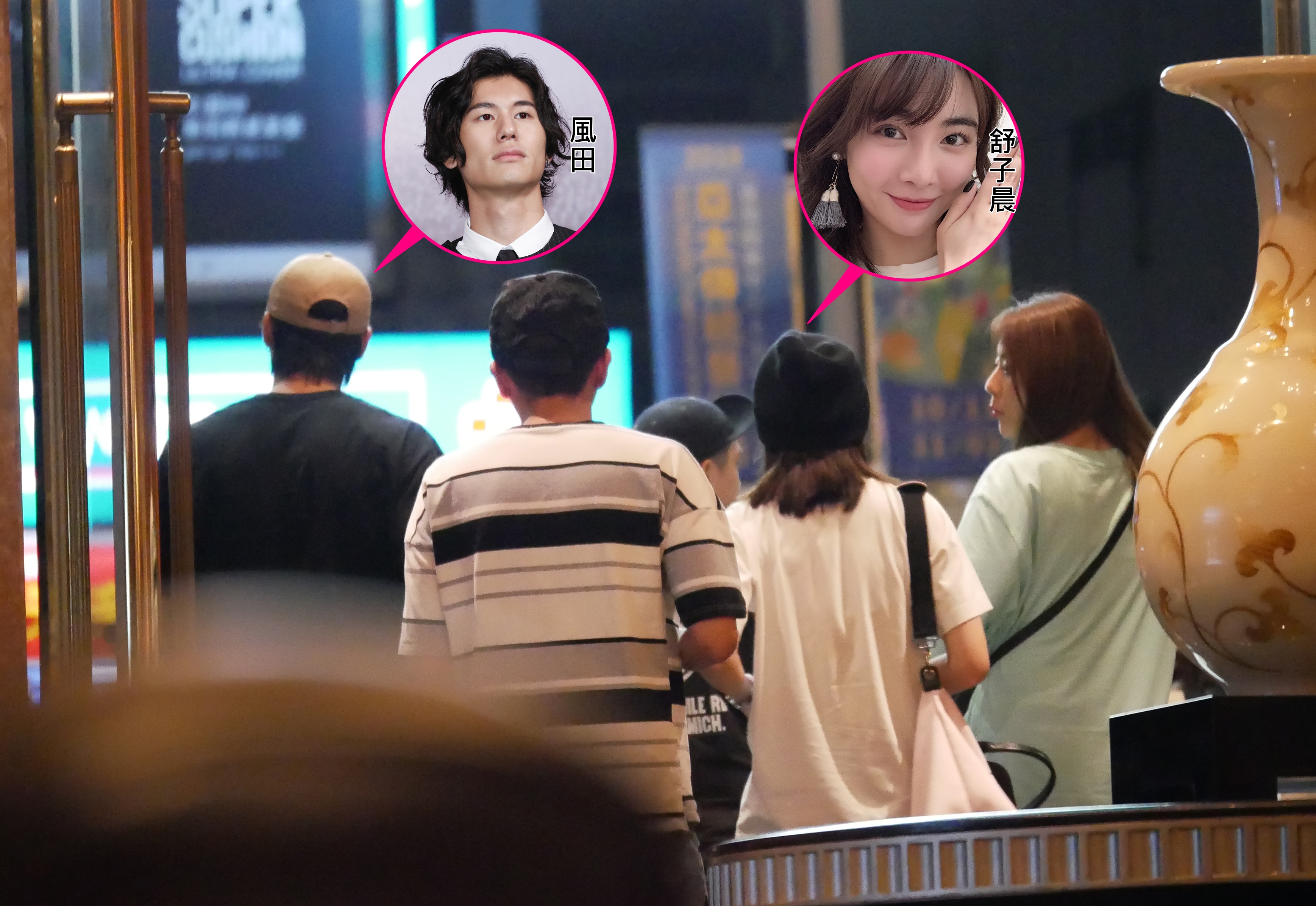 舒子晨（右）和風田（左）夜唱到凌晨3點，一起從台北SOGO錢櫃離開。