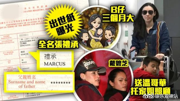 張栢芝三子小王子出生證明曝光，父親欄未登記，到底誰是生父只有張栢芝才知道。（翻攝自香港壹週刊）