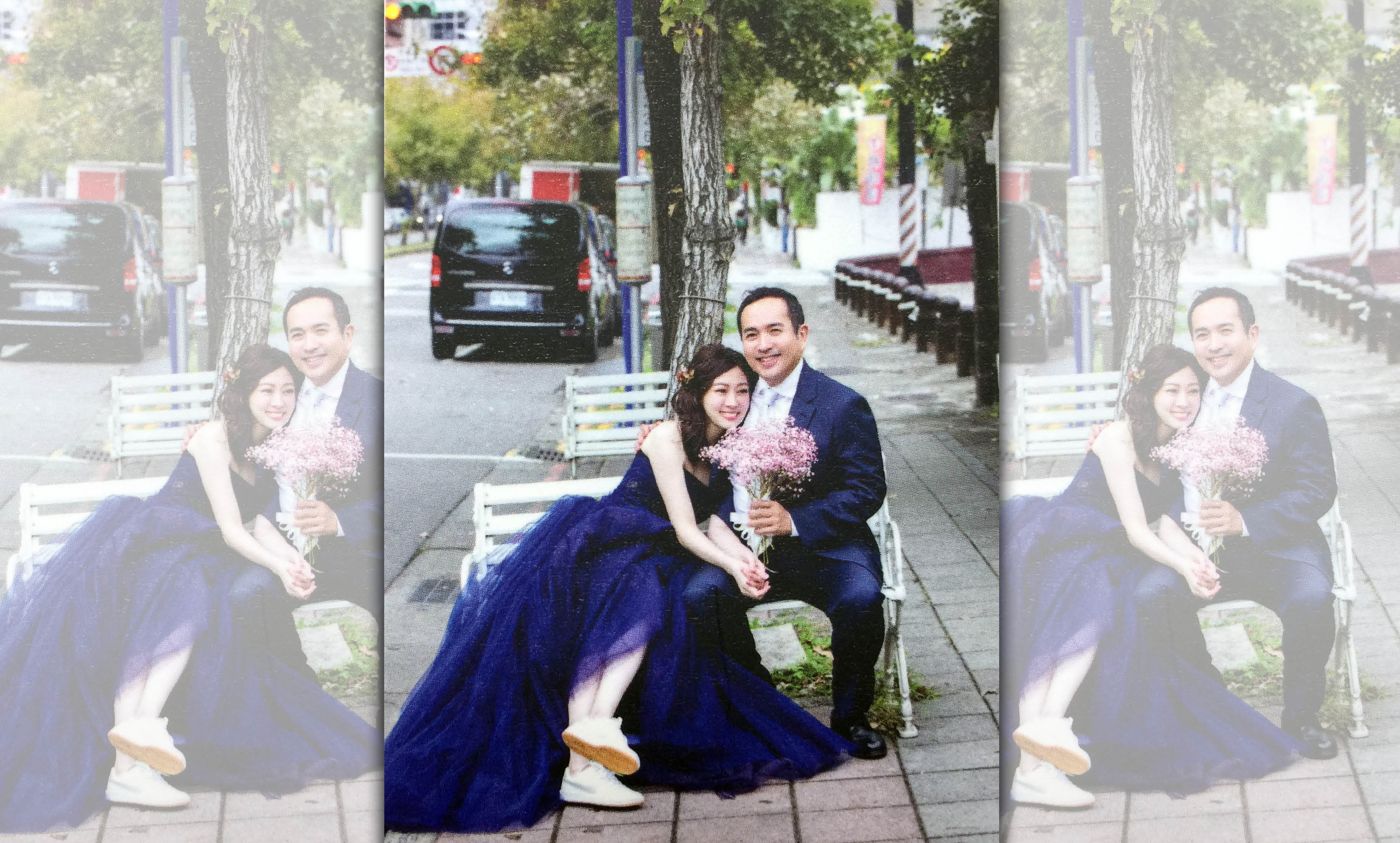 陳冠翰與李莉上週完婚，婚紗照選在街道、森林、公園等地拍攝，展現樸實一面。（翻攝婚紗照片）