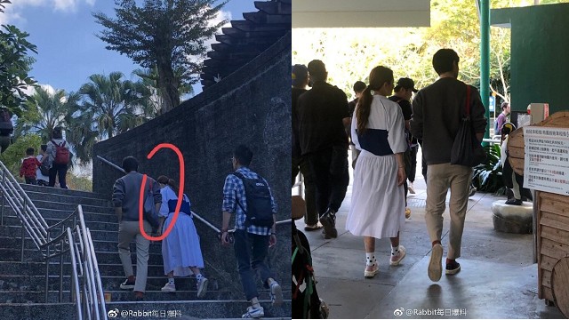 Selina身邊出現1位神祕男，對方還貼心地幫她背包包。（翻攝自Rabbit每日爆料）