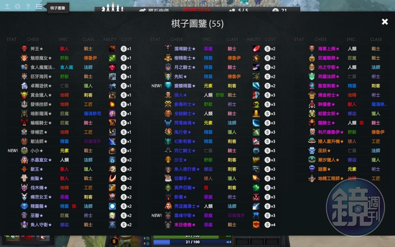 所有英雄棋子的圖鑑一覽（圖片來源：遊戲實機擷圖）