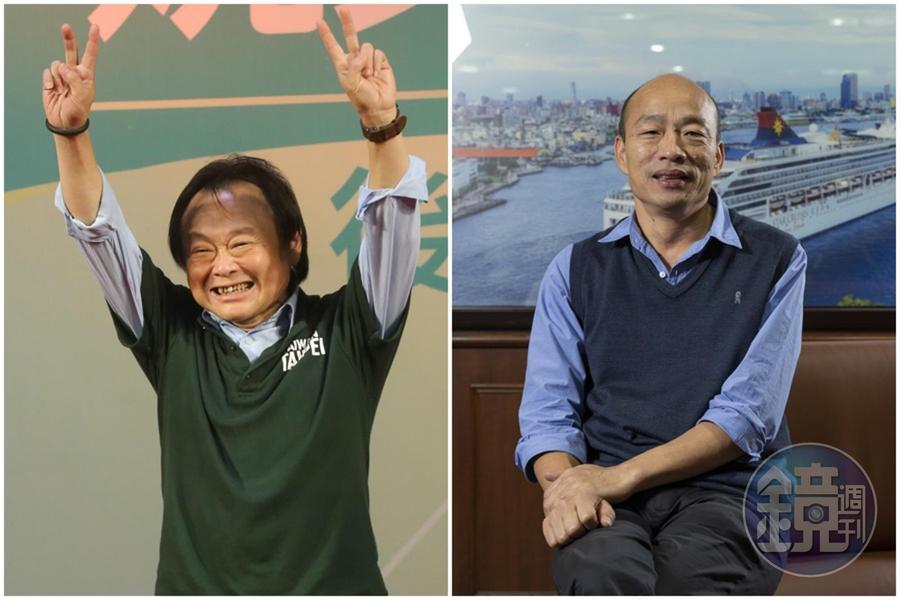過年期間韓國瑜(右)戴起王世堅送的手錶引起討論。