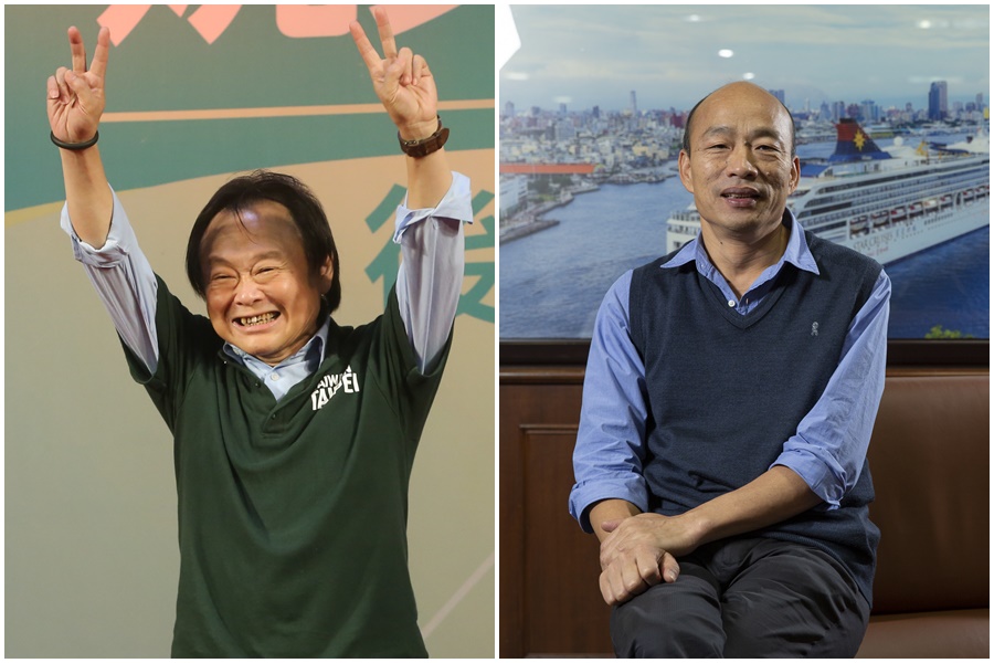 過年期間韓國瑜（右）戴起王世堅送的手錶引起討論。