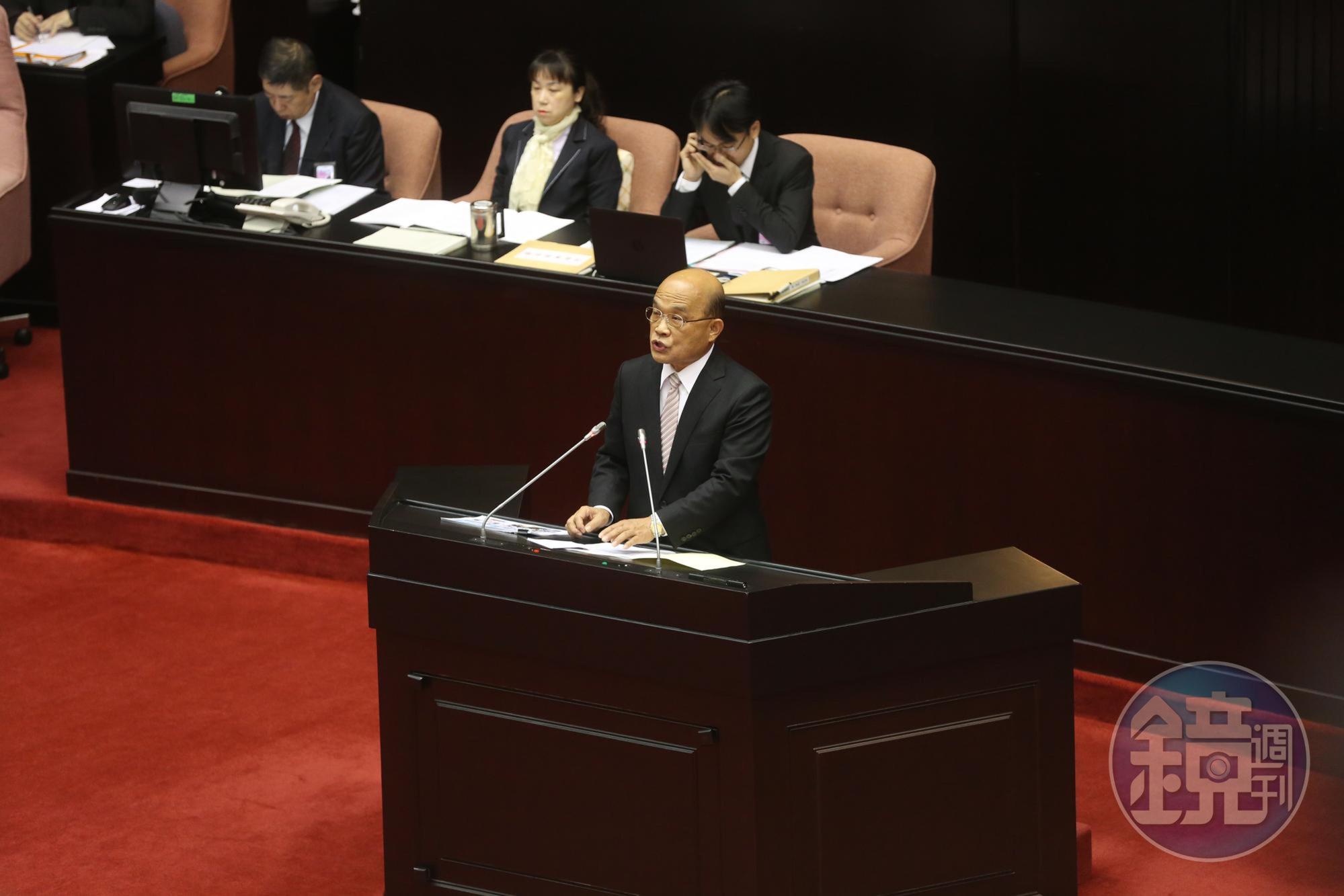 暌違13年，蘇貞昌再次站上立法院議場進行施政報告。