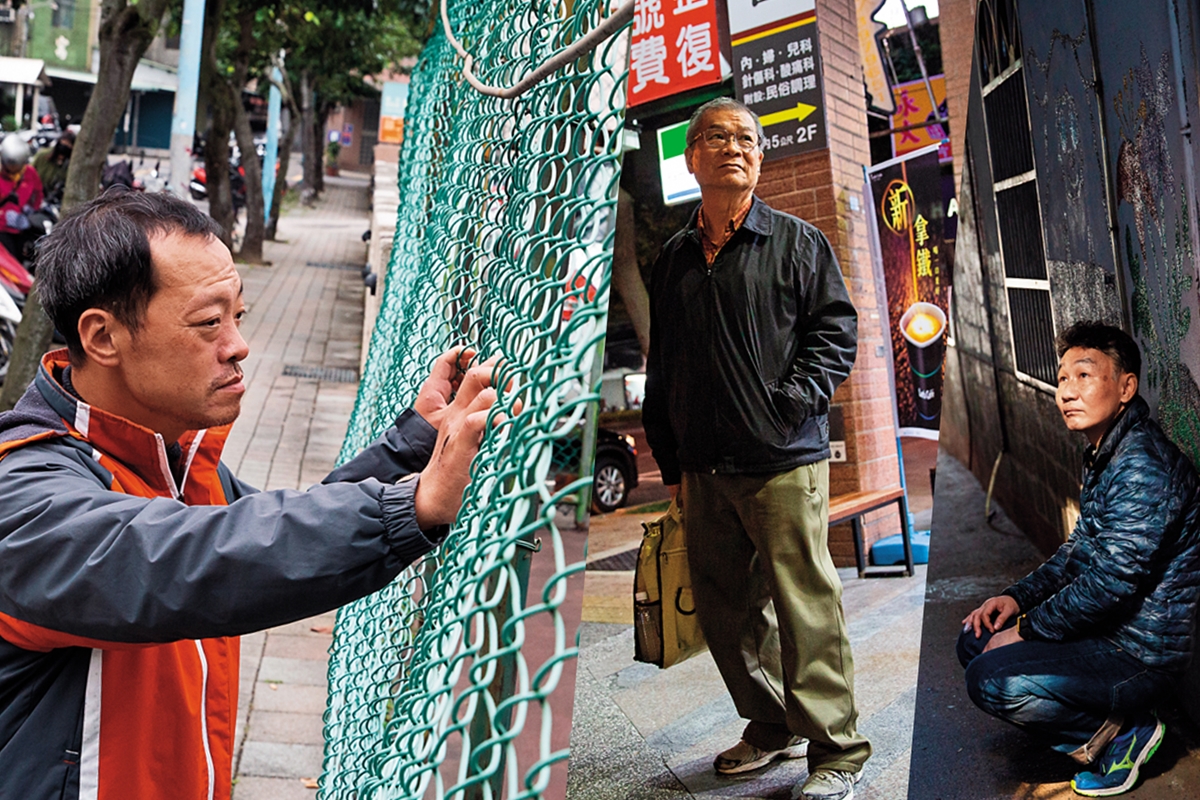 大塚浩一（右起）、林爸和黃國華，因為不同的理由而成為街友，又因為同樣的理想而「脫遊」。那個理想，就是想要有個家。