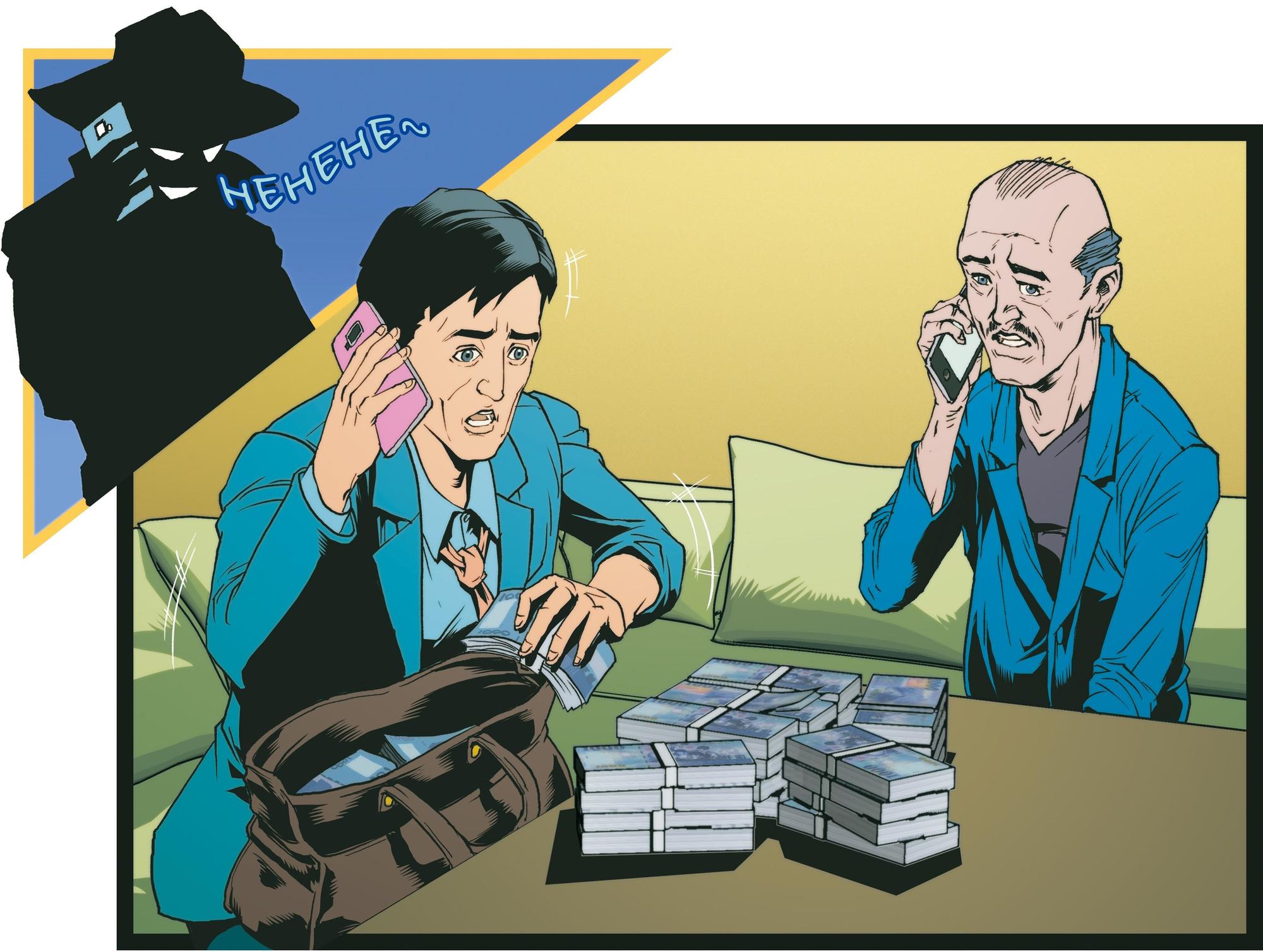 保持通話：小陳到被害人住家取款時，2人都與詐騙集團成員保持通話。