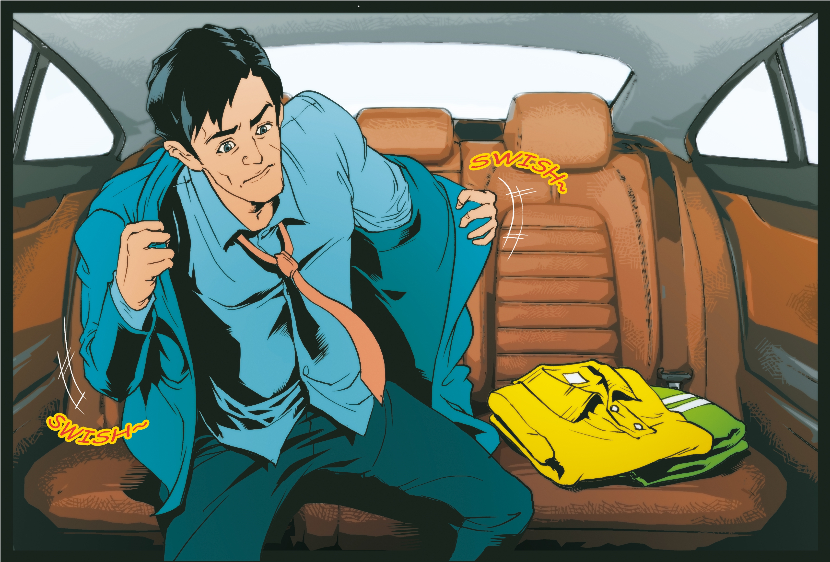 小陳取款得逞後搭計程車逃逸,並在車上換裝,企圖躲避監視器追蹤。