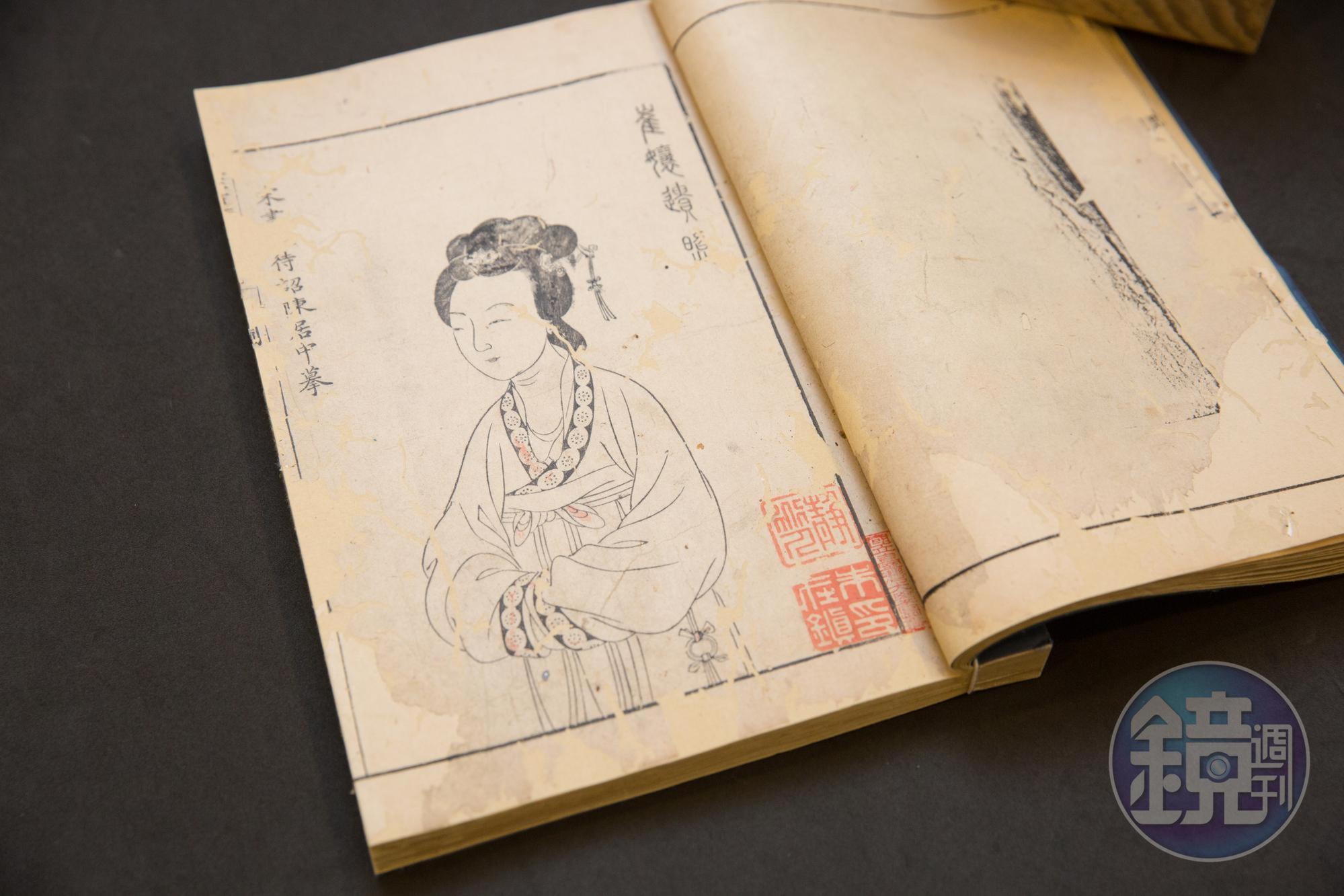 明代萬曆年間《西廂記》的崔鶯鶯木刻版畫。