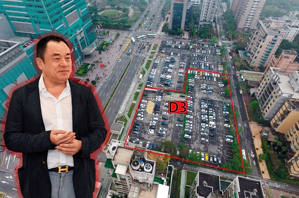 D3土地（紅框處）位在台北101大樓正對面，占地1,500坪，因幸福人壽掏空案淪為法拍地，市值超過百億元，開發利益龐大。也引來李世聰關注。