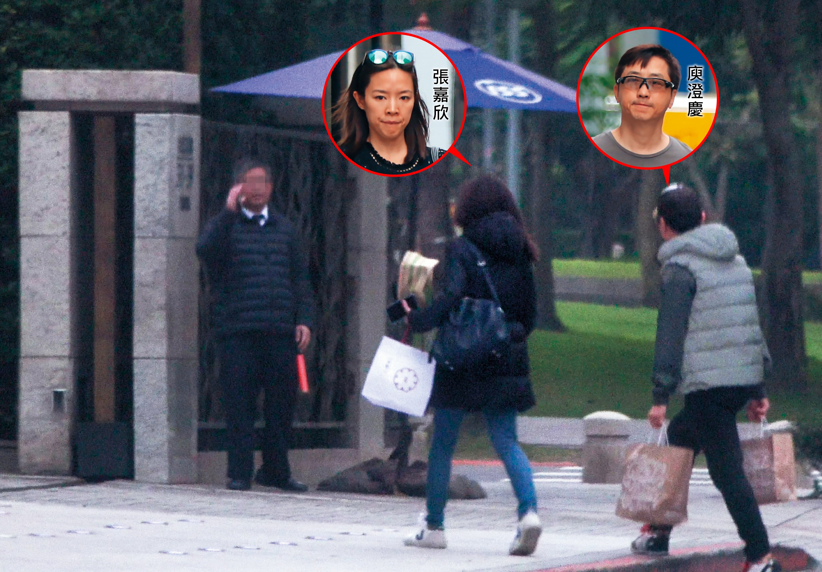 2月1日17：30，跟門口警衛熱切打了招呼，可見哈林跟張嘉欣已經住在此一社區一段時日。