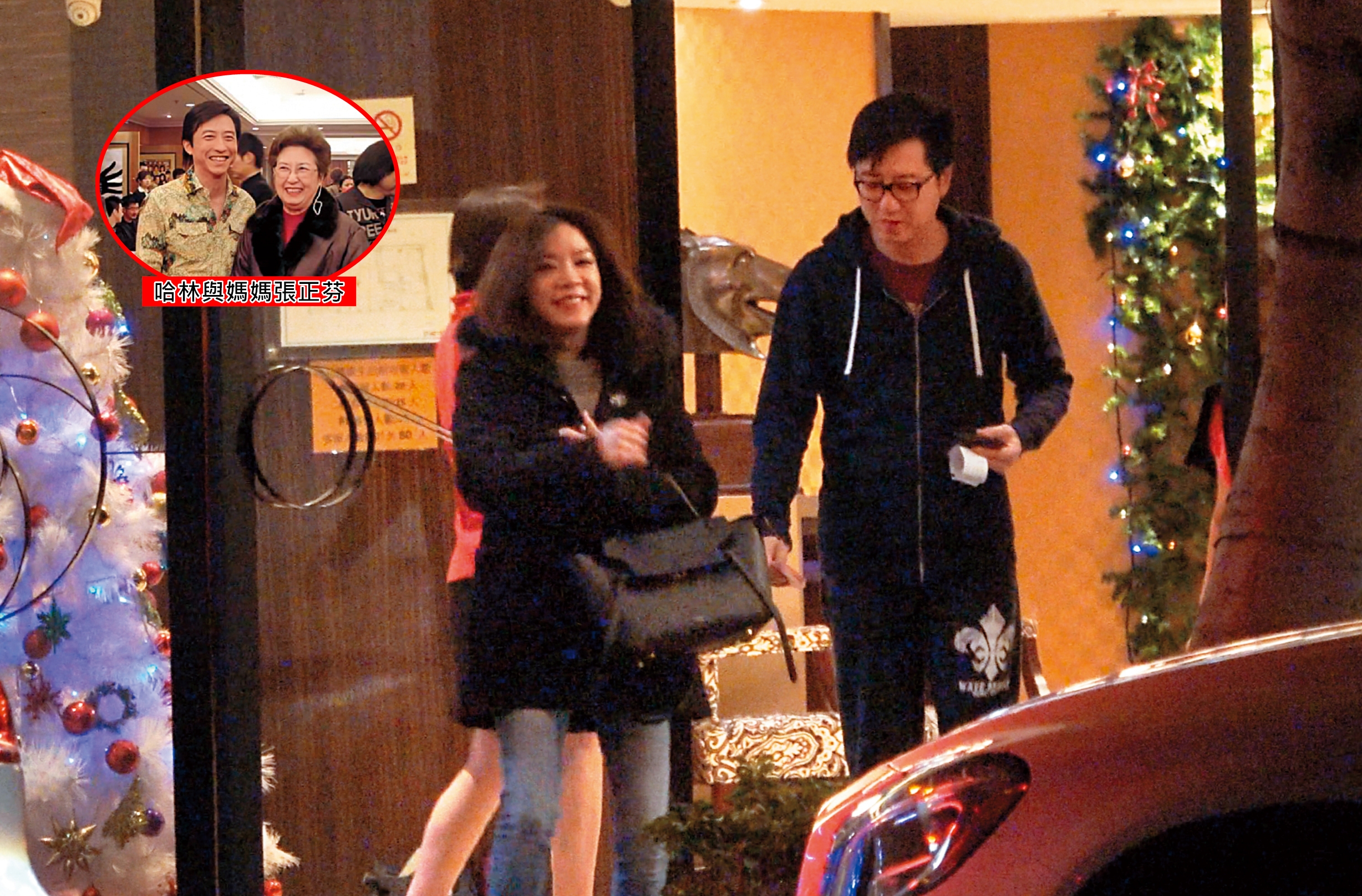 根據一路拍到哈林（右）跟張嘉欣（左）的照片，可見哈林多了許多笑容，對外有著疼妻的形象。