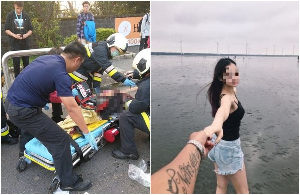 就讀文化大學運動與健康促進學系二年級的張恒綿在文大前遭到公車碾壓，警消急送醫搶救後仍不治身亡。（翻攝畫面）