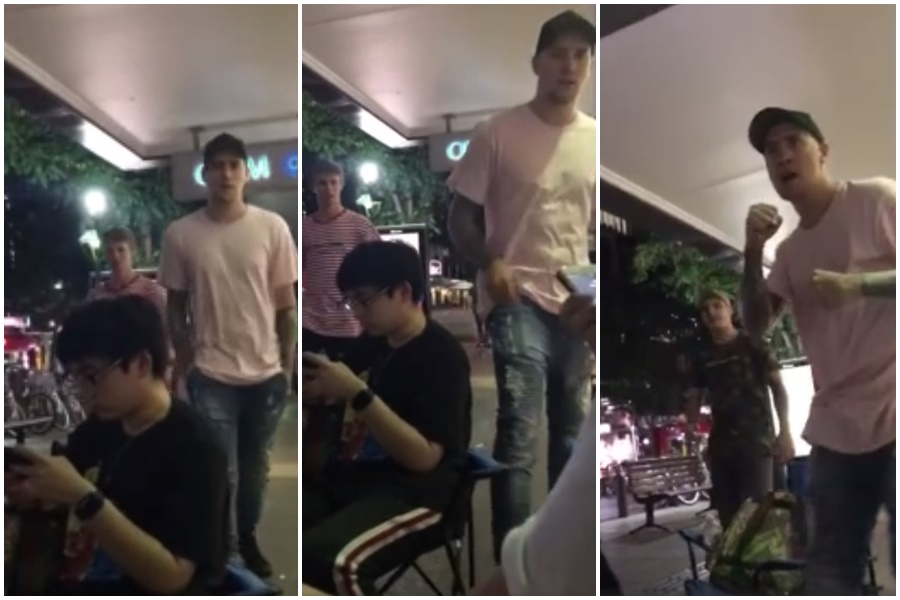 澳洲布里斯本的街頭出現離譜的挑釁行為，澳洲青年對大陸留學生動粗。（翻攝自微博）