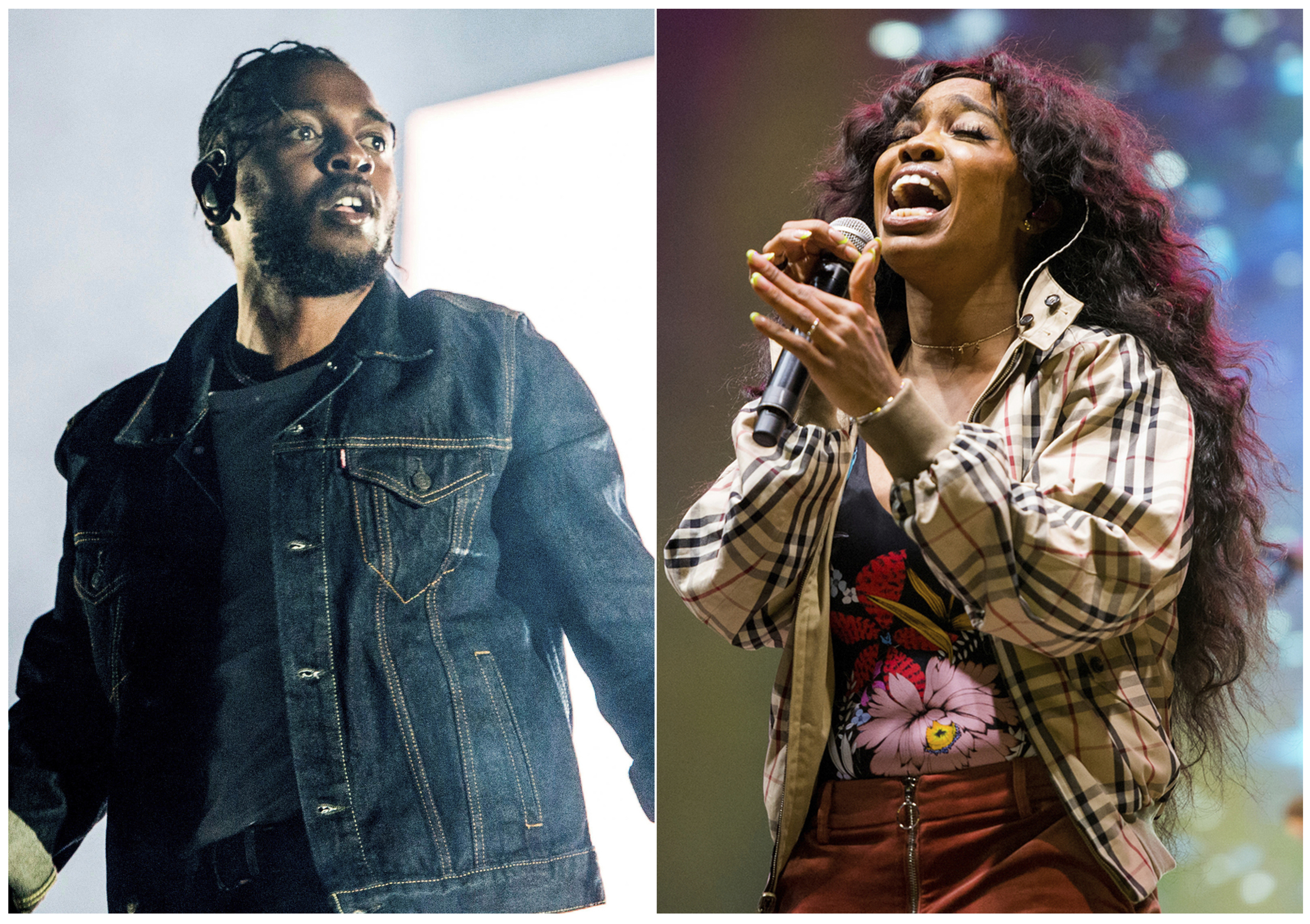 肯卓克拉馬（左）、SZA一起替電影《黑豹》合作的歌曲〈All The Stars〉，因為無法搞定檔期，只好宣布不會在奧斯卡典禮上演出。（東方IC）