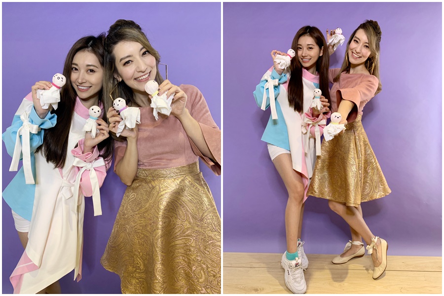 致力於女性平權運動的Lara梁心頤，邀請祈錦鈅一起舉辦空中音樂會，兩人還做起晴天娃娃，希望週六會是一個大晴天。（妹妹娃娃多媒體提供）