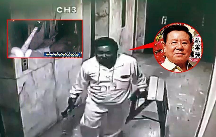 戴崇慶因不滿管委會,竟數次趁著晚間帶著鋁梯、榔頭下樓,砸毀監視器。