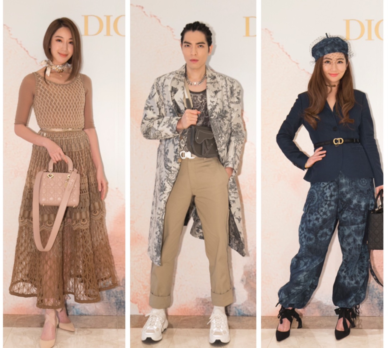 Dior高雄漢神百貨全新概念精品店開幕酒會，邀來隋棠（左起）、蕭敬騰、Selina等多位藝人南下共襄盛舉。（Mark Li提供）