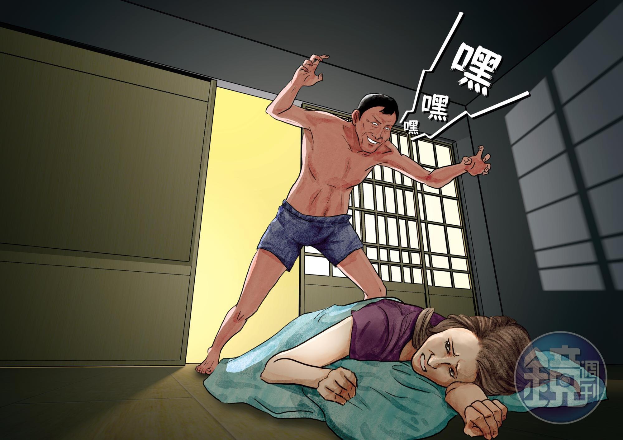 廖男前年11月2日,趁女同事借宿和式房時,2度性侵得逞。