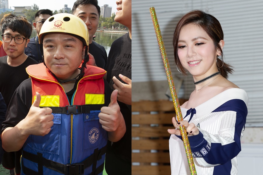 高市觀光局長潘恆旭（左）想請鄧紫棋（右）替高雄觀光代言，還嫌鄧紫棋經紀公司開天價代言費。