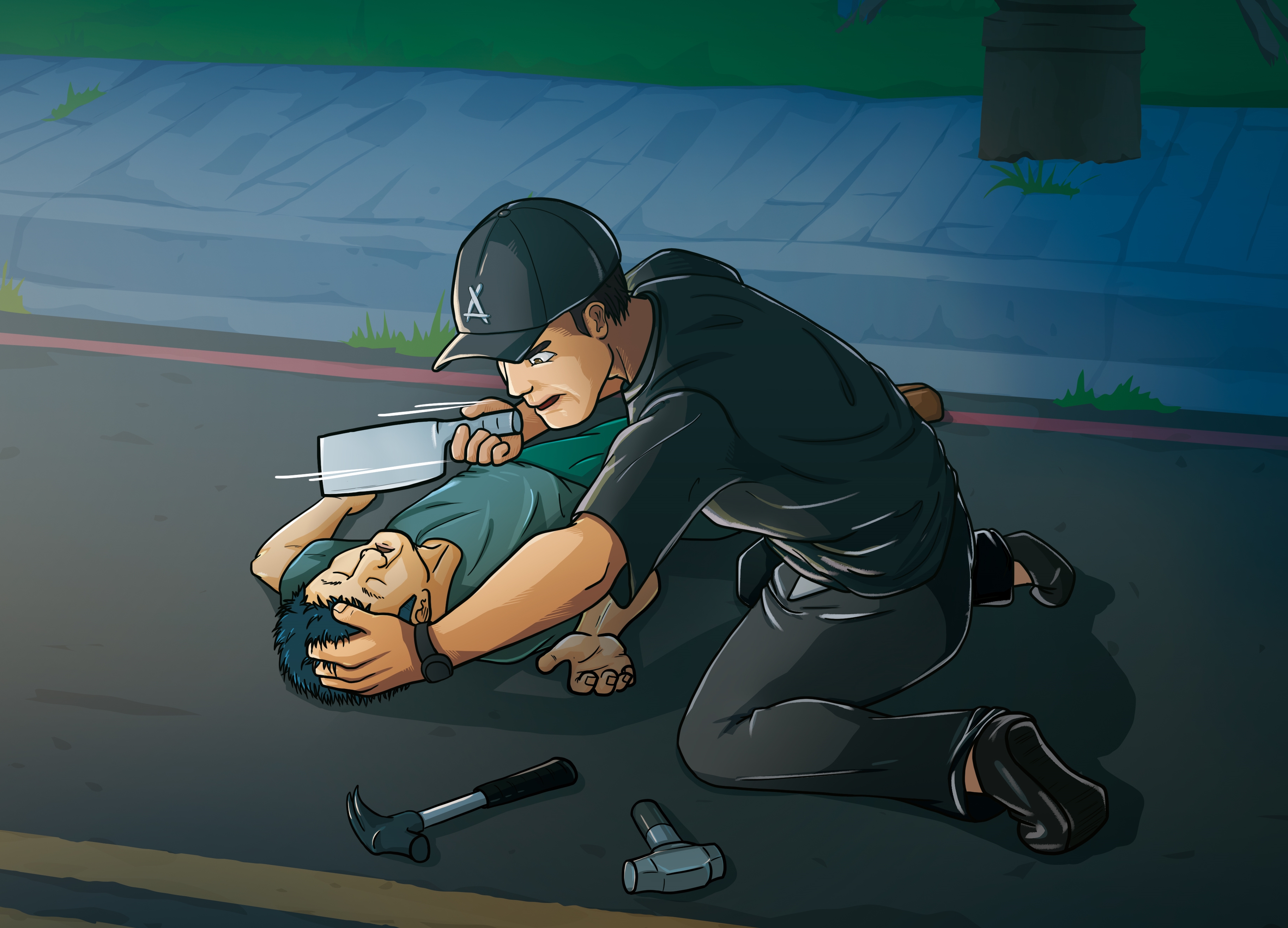 林宗耀用鐵鎚敲昏哥哥，再以菜刀砍斷他脖子大動脈，導致失血過多死亡。