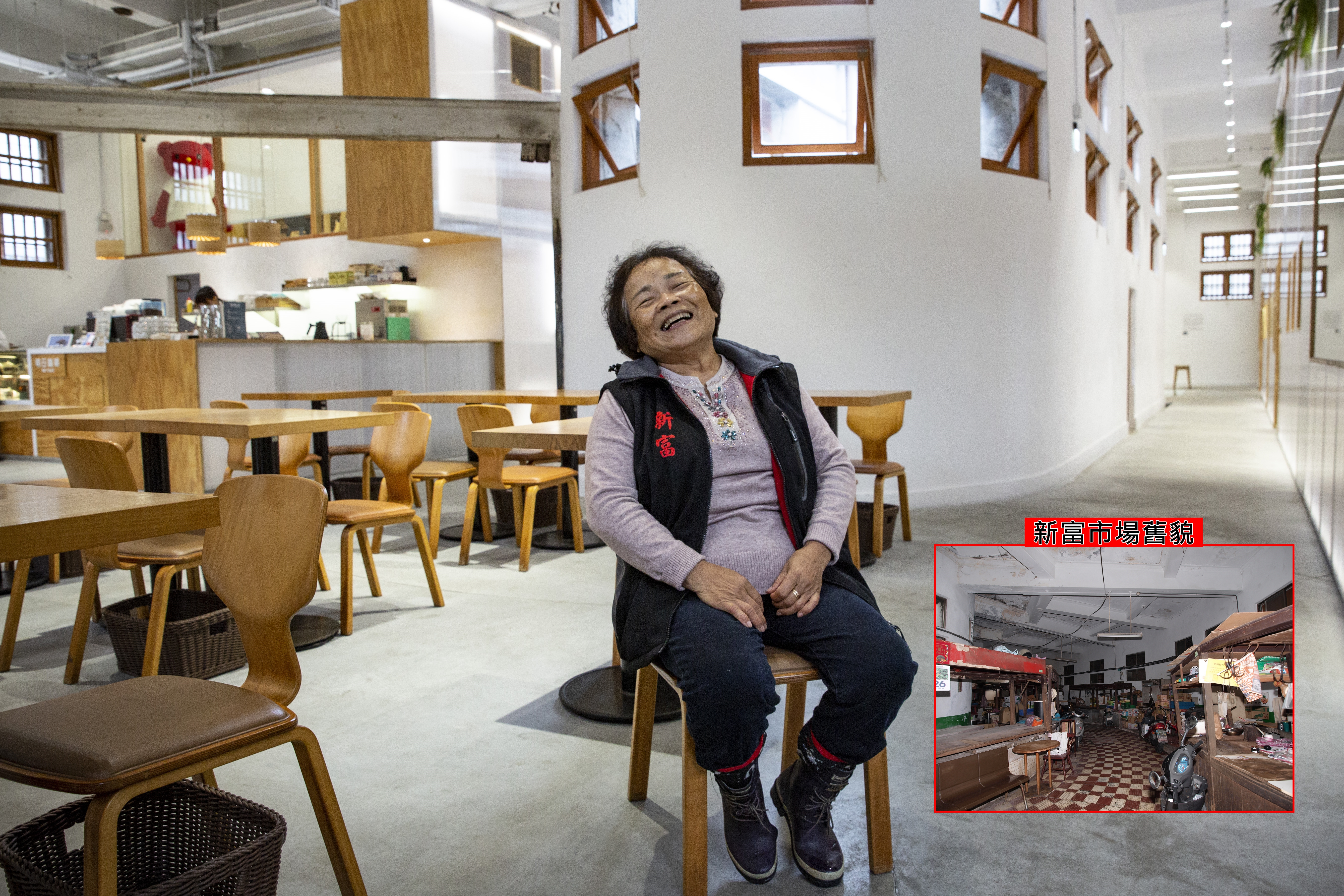 新富市場內部改建後氣氛與過去大不相同，原市場僅保留一攤愛嬌姨的製冰房。