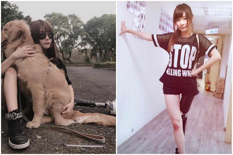 稅尹因車禍遭截肢，但她仍樂觀精彩生活，激勵許多人。（左圖翻攝自稅尹IG，右圖翻攝自Dcard）