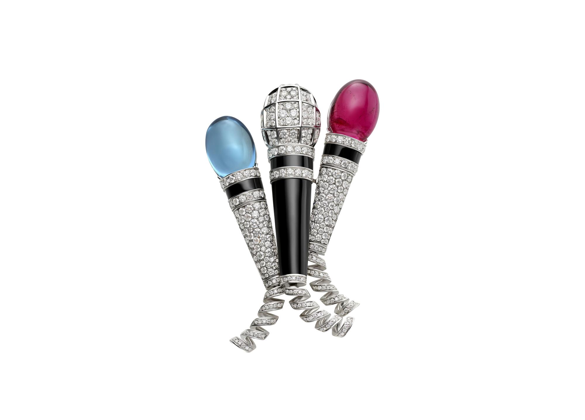 .BVLGARI WILD POP MUSIC系列POP MICS頂級彩寶胸針,是Kōki在展中最愛的作品。NT$3,333,393(寶格麗提供)