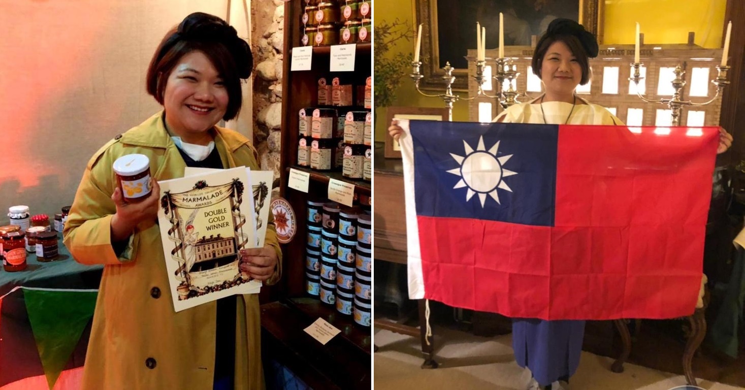 台灣果醬女王柯亞研發「橙花金棗黃檸檬」果醬,昨在英國勇奪雙金牌,台灣水果美味驚豔全球。(柯亞提供)