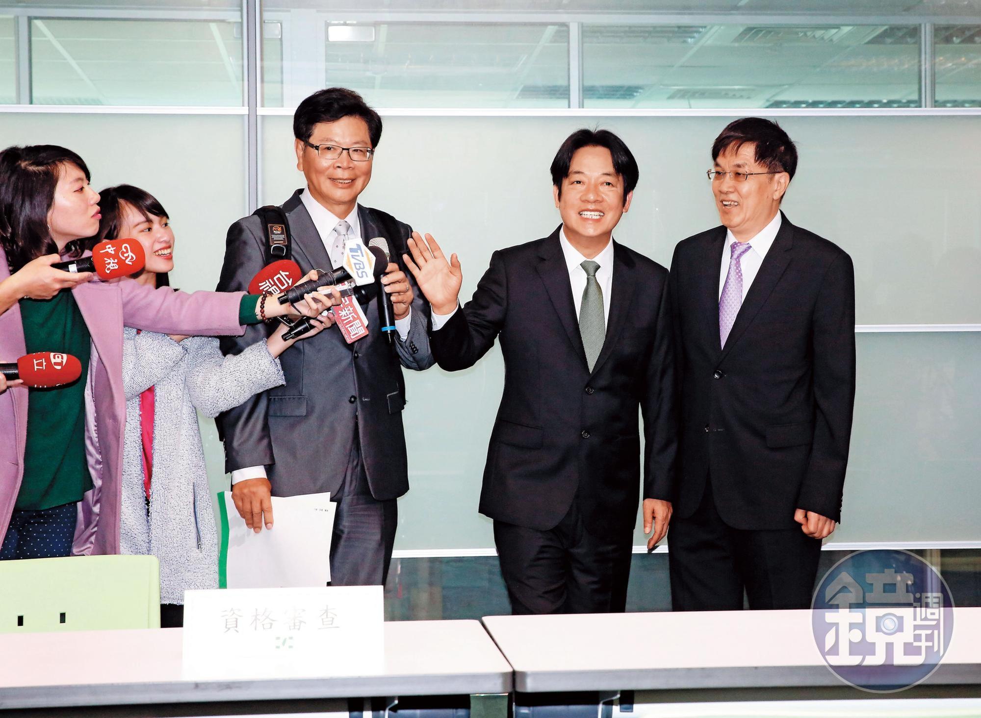 前行政院長賴清德週一中午登記參選民進黨總統黨內初選，為2020年總統選情拋下震撼彈。