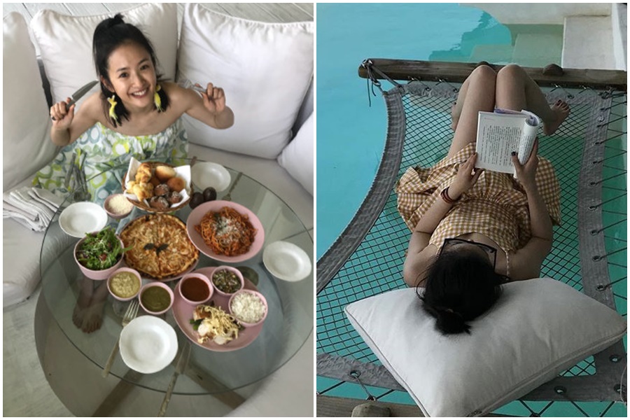 女星林依晨和老公積極做人，趁著休息期間，前往海島度假。（翻攝自林依晨微博、IG）