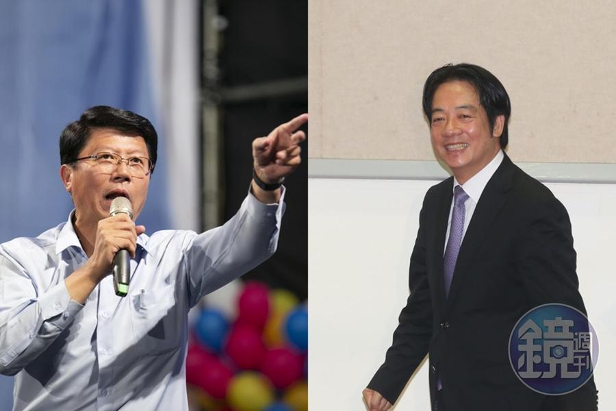 謝龍介（左）直言賴清德（右）最後會接受民進黨的「蔡賴配」徵召。
