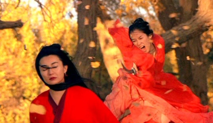 張藝謀電影《英雄》裡張曼玉（左）與章子怡過招的特效充滿東方韻味。（潘國瑜提供）