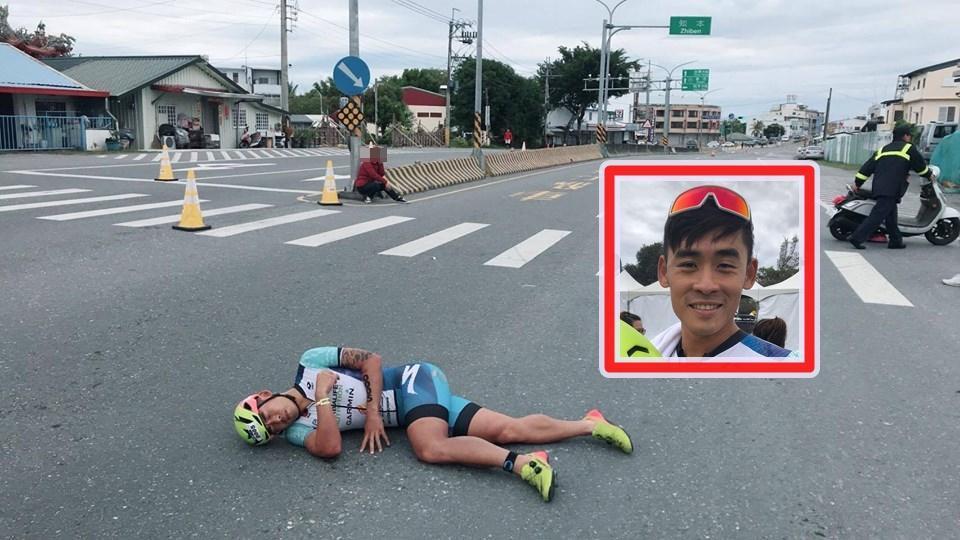 鐵人一哥謝昇諺參加台東鐵人三項國際賽時，因機車騎士誤闖賽道遭撞。（謝昇諺臉書）