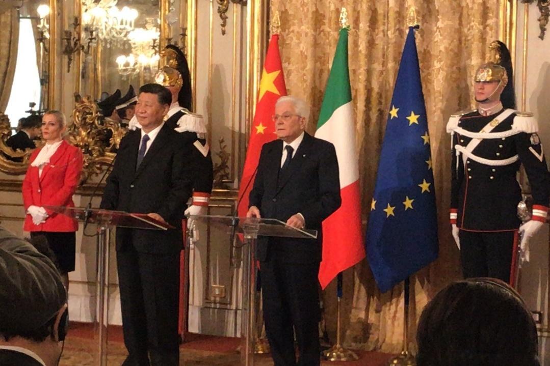 中國國家主席習近平近日出訪義大利。(翻攝自@giuliapompili推特)
